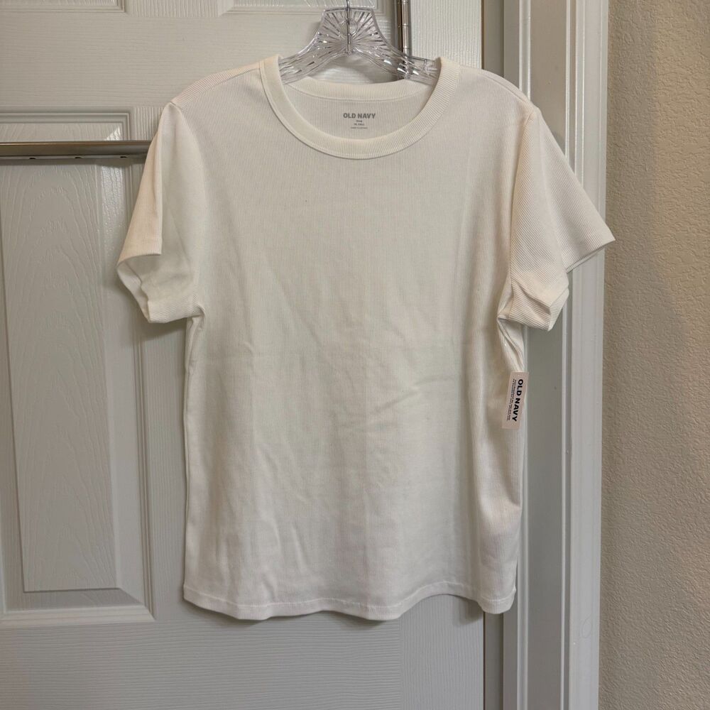 NWT Old Navy Snug Fit Rib-Knit Short Sleeve Tee White Size XL Tall